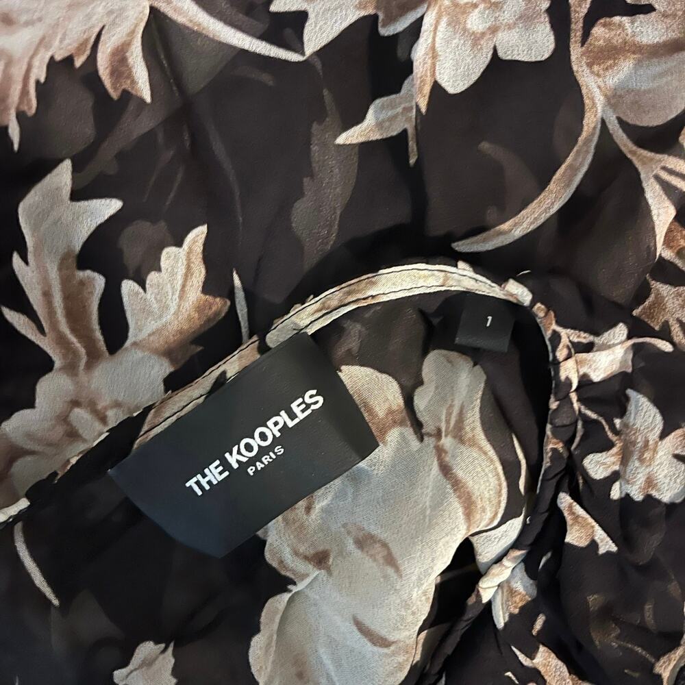 The Kooples Paris Viscose Floral Sheer Blouse Top Ruffle Bell Sleeve 1 Small - Picture 5 of 9